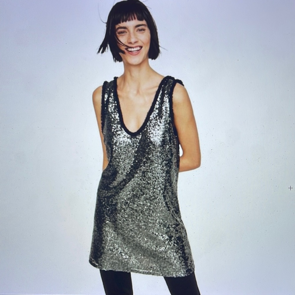 Zara Sequin Low Back Mini Dress